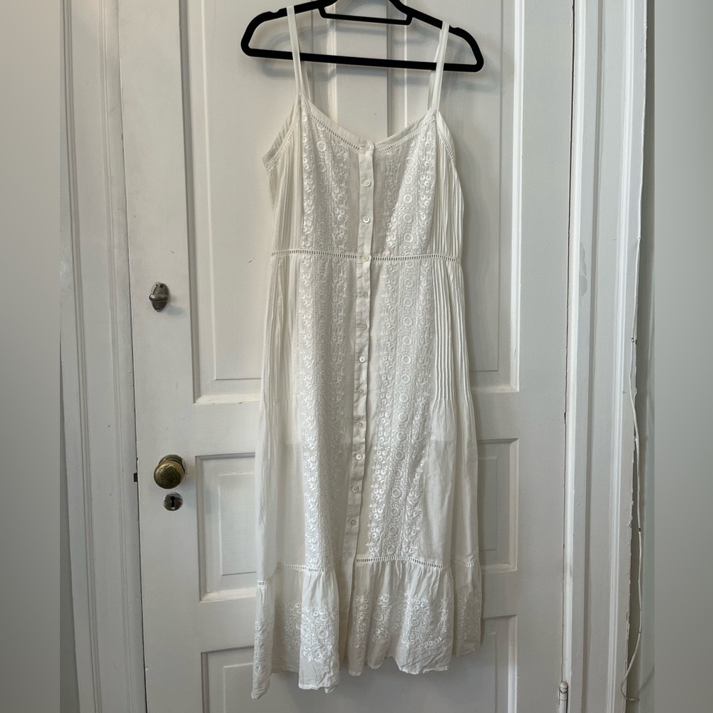 Veronica Beard White Embroidered Midi Dress